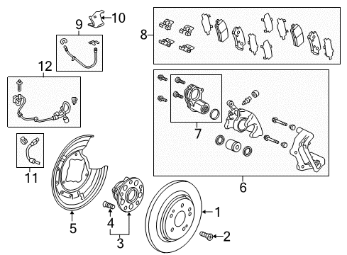 2020 Acura TLX Brake Components Rear Brake Pads Diagram for 43022-TZ3-A51