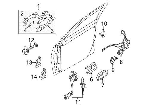 2007 Hyundai Accent Front Door Cover-Front Door Outside Handle LH Diagram for 82652-1E000-CA
