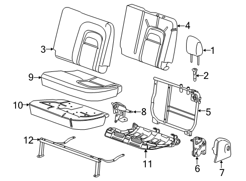 2019 GMC Canyon Rear Seat Components Seat Cushion Diagram for 84664222