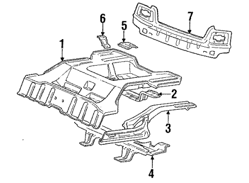 1992 Mitsubishi Precis Rear Body Member Assembly-Rear Floor Side, RH Diagram for 65720-24250
