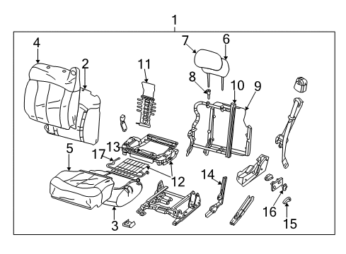 2006 Chevrolet Tahoe Front Seat Components Seat Cushion Pad Diagram for 19330711