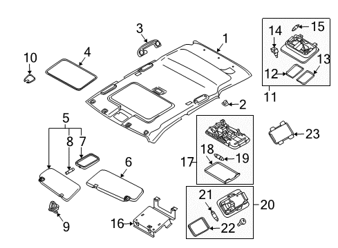 2006 Nissan Murano Interior Trim - Roof Lamp Assy-Personal Diagram for 26460-CC20D