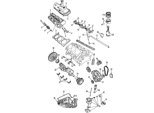 2000 Ford Explorer Engine Parts, Mounts, Cylinder Head & Valves, Camshaft & Timing, Oil Pan, Oil Pump, Balance Shafts, Crankshaft & Bearings, Pistons, Rings & Bearings Oil Pan Gasket Kit Diagram for F5TZ-6710-A
