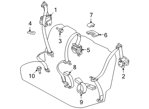 2008 Scion xB Seat Belt Belt & Retractor Diagram for 73360-12870-B0