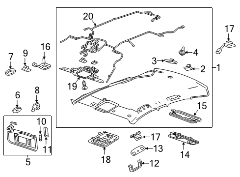 2015 Cadillac ATS Interior Trim - Roof Reading Lamp Assembly Diagram for 9059833