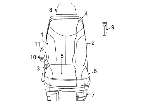 2008 Chrysler Town & Country Front Seat Components Seat Cushion Foam Diagram for 68029122AA