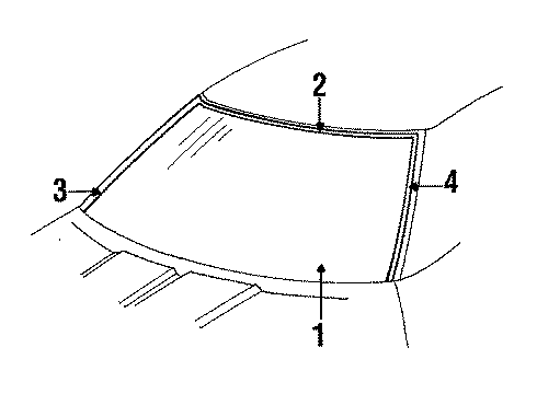 1990 Chevrolet Corvette Windshield Glass Molding Asm-Windshield Side Reveal Diagram for 14049031