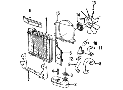 1991 BMW M3 Radiator & Components, Cooling Fan Coolant Expansion Tank Diagram for 17112225543