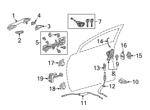 2021 Lexus RX350 Rear Door Front Door Outside Handle Assembly, Left Diagram for 69220-0E050-B0