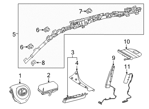 2021 Lexus RX350 Air Bag Components Spiral Cable Sub-Assembly Diagram for 84308-48030