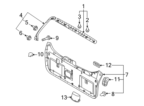 2010 Hyundai Tucson Interior Trim - Lift Gate Trim Assembly-Tail Gate Upper Diagram for 81760-2S000-9P