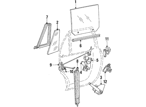 1988 Dodge Diplomat Rear Door Glass & Hardware Switch Diagram for 4373508