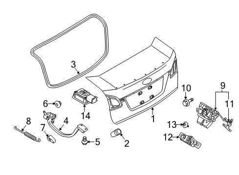 2013 Ford Fiesta Trunk Lid Trunk Lid Diagram for AE8Z-5440110-A