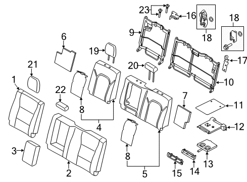 2019 Ford F-250 Super Duty Rear Seat Components Cup Holder Diagram for BL3Z-1613562-AG