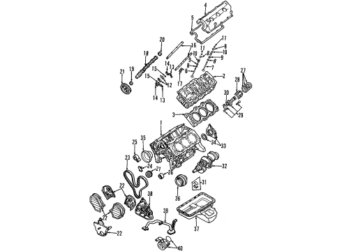 1996 Acura SLX Engine Parts, Mounts, Cylinder Head & Valves, Camshaft & Timing, Oil Cooler, Oil Pan, Oil Pump, Crankshaft & Bearings, Pistons, Rings & Bearings Spring, Rocker Shaft Diagram for 8-94379-497-1