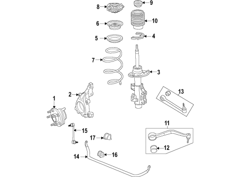 2017 Chevrolet Camaro Front Suspension Components, Lower Control Arm, Stabilizer Bar Strut Diagram for 84382049