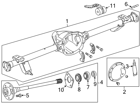 2002 Jeep Liberty Axle Housing - Rear Stud Hub Diagram for 5016496AA