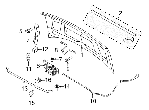 2009 Ford E-350 Super Duty Hood & Components Striker Diagram for 4L5Z-16K689-AA