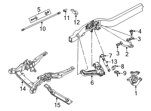 2001 Chevrolet Astro Front Suspension Components, Drive Axles, Lower Control Arm, Upper Control Arm, Stabilizer Bar, Torsion Bar Arm Kit, Front Lower Control (RH) Diagram for 12477624