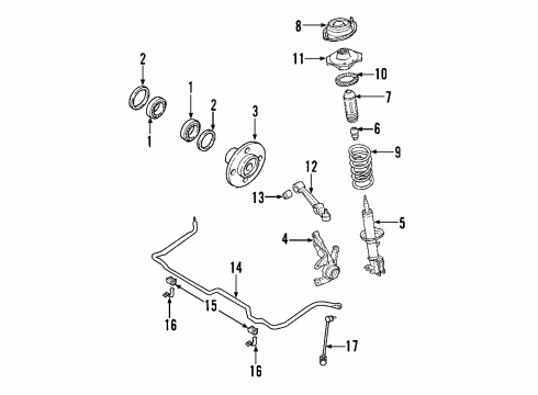 2003 Kia Rio Front Suspension Components, Lower Control Arm, Stabilizer Bar Link Assembly-Control Diagram for 54820FD000AS