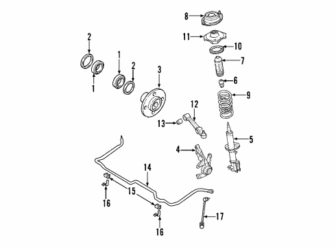 2003 Kia Rio Front Suspension Components, Lower Control Arm, Stabilizer Bar BAR-FRONT STABILIZER Diagram for 54812FD000SJ