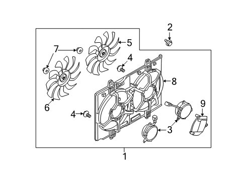 2008 Nissan Rogue Cooling System, Radiator, Water Pump, Cooling Fan Cover-Radiator Shroud Diagram for 21491-JG30A