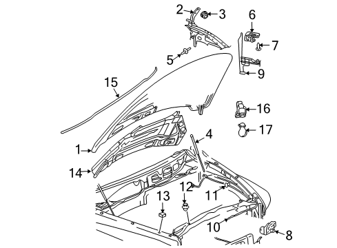 2004 Dodge Ram 2500 Hood & Components Cable-Hood Latch Diagram for 55275849AA