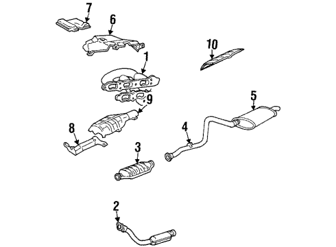 1994 Pontiac Grand Am Exhaust Manifold Exhaust Muffler Assembly (W/ Exhaust Pipe & Tail Pipe) Diagram for 22592449