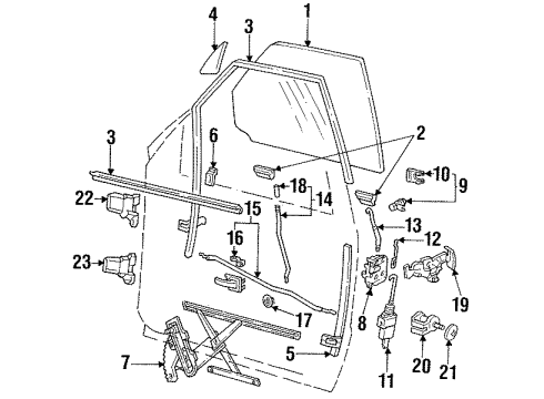 1993 Ford Explorer Front Door Glass & Hardware, Lock & Hardware Rod Diagram for F1TZ-7822135-A