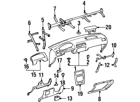 2002 Chevrolet Prizm Instrument Panel Compartment, Instrument Panel Outer *Gray Diagram for 16822532