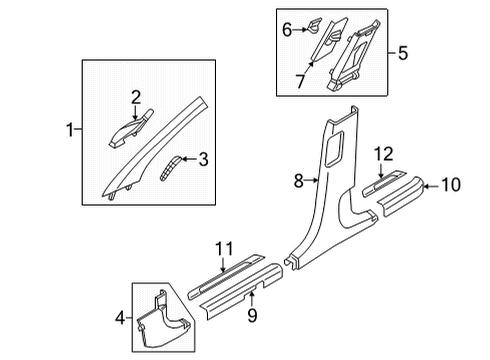 2022 Hyundai Tucson Interior Trim - Pillars TRIM ASSY-CTR PILLAR LWR RH Diagram for 85845-CW000-NNB