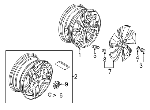 2020 Honda Clarity Wheels Wheel, Alloy (18X8J) Diagram for 42800-TRT-N90