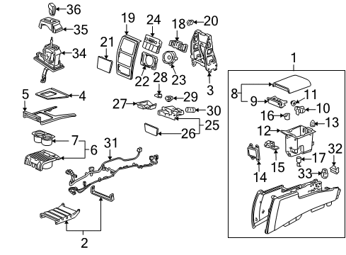 2008 Cadillac STS Front Console Retainer Plate Diagram for 15774495