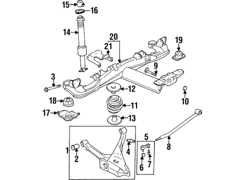 1999 Buick Riviera Rear Suspension Components, Lower Control Arm, Ride Control, Stabilizer Bar BRACKET, Exhaust Pipe Diagram for 25636113