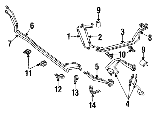 1999 Lexus LS400 Rear A/C Lines Clamp, Piping Diagram for 88718-50190