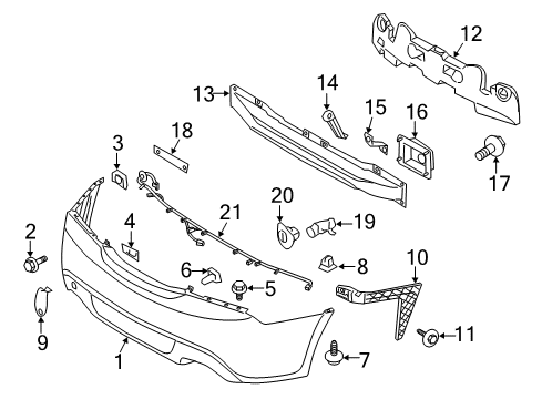 2010 Hyundai Genesis Coupe Keyless Entry Components Bracket Assembly-Rear Bumper Upper Support Diagram for 86614-2M000
