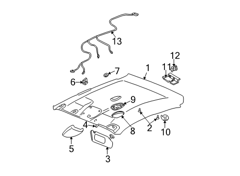 1999 Oldsmobile Alero Interior Trim - Roof Lamp Asm-Dome & Reading *Light Oak Diagram for 22619082