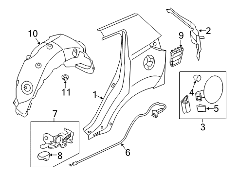 2013 Kia Sportage Quarter Panel & Components Catch & Cable Assembly-F Diagram for 815903W000