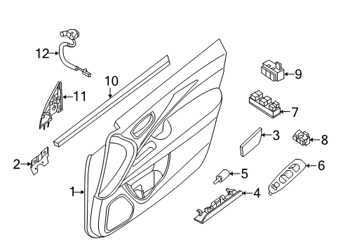 2019 Nissan Pathfinder Front Door Switch Assy-Power Window, Assist Diagram for 25411-3KA1A