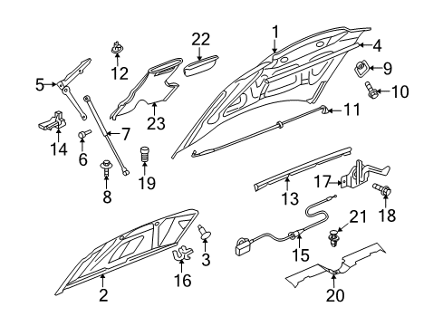 2008 Dodge Charger Hood & Components Hood Hinge Diagram for 5065265AL