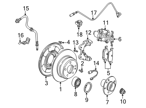 2004 BMW M3 Rear Brakes Protection Plate Right Diagram for 34212228966