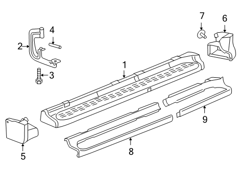 2005 GMC Yukon XL 1500 Running Board Running Board Bracket Diagram for 22956467