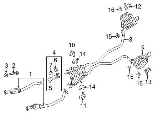 2017 Dodge Durango Exhaust Components Exhaust Muffler Resonator And Tailpipe Diagram for 68276625AA