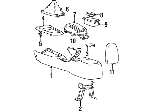 1998 Hyundai Tiburon Center Console Tray-Console Box Diagram for 93300-27500-KU