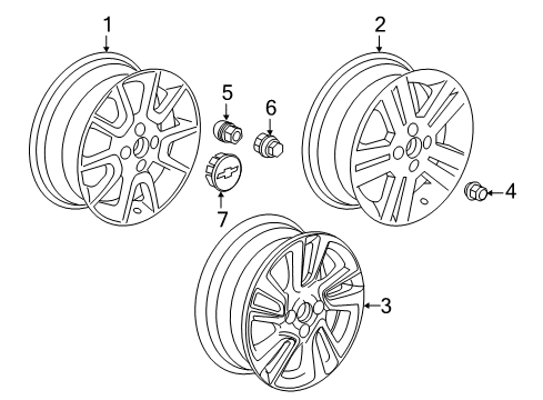 2015 Chevrolet Spark EV Wheels, Covers & Trim Wheel Nut Diagram for 95218113
