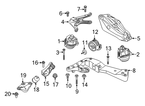 2021 BMW X4 Engine & Trans Mounting ENGINE SUPPORTING BRACKET, R Diagram for 22118053492