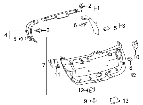 2018 Toyota Corolla iM Interior Trim - Lift Gate Side Panel Hook Diagram for 64338-12050-C0