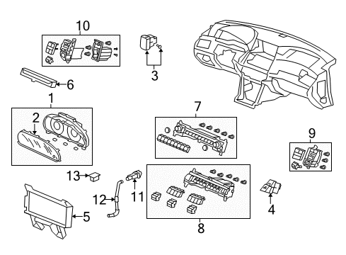 2010 Honda Accord Cluster & Switches, Instrument Panel Switch Assembly, Automatic Air Conditioner (Gun Metallic) Diagram for 79630-TA0-A01ZA