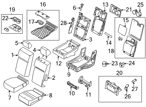 2022 Ford F-350 Super Duty Front Seat Components Armrest Cup Diagram for FL3Z-1813562-AF