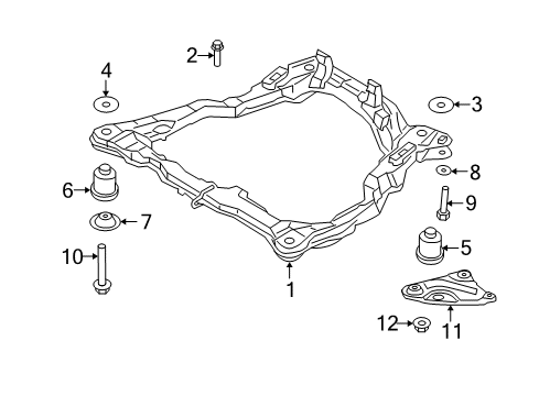 2009 Kia Spectra5 Suspension Mounting - Front BUSHING-CROSSMEMBER Diagram for 624852F200